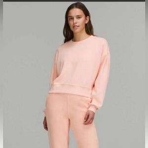 🍋 EUC Lululemon Softstreme Perfectly Oversized Cropped Crew - Peach Satin 12